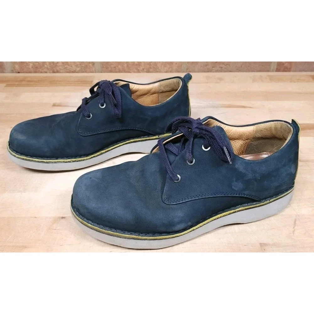 Samuel Hubbard Mens 8 W Blue Suede Leather Oxford Shoes Vibram Sole